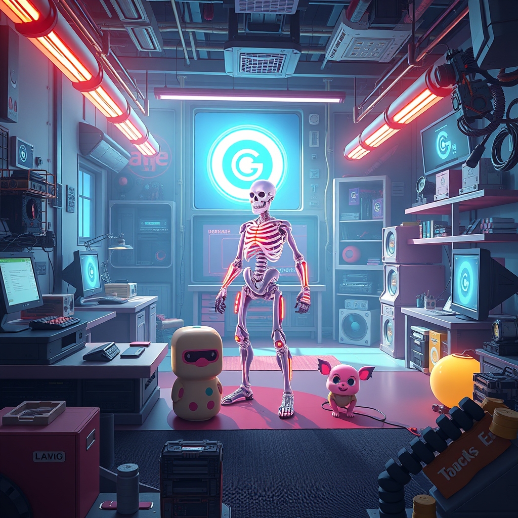 A creator workspace with a stylized companion character being rigged for animation