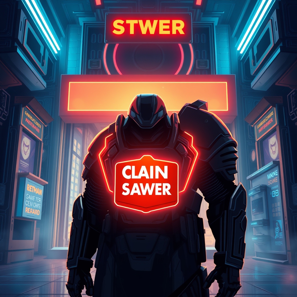 Space ninja armor on a storefront display with a reward glow