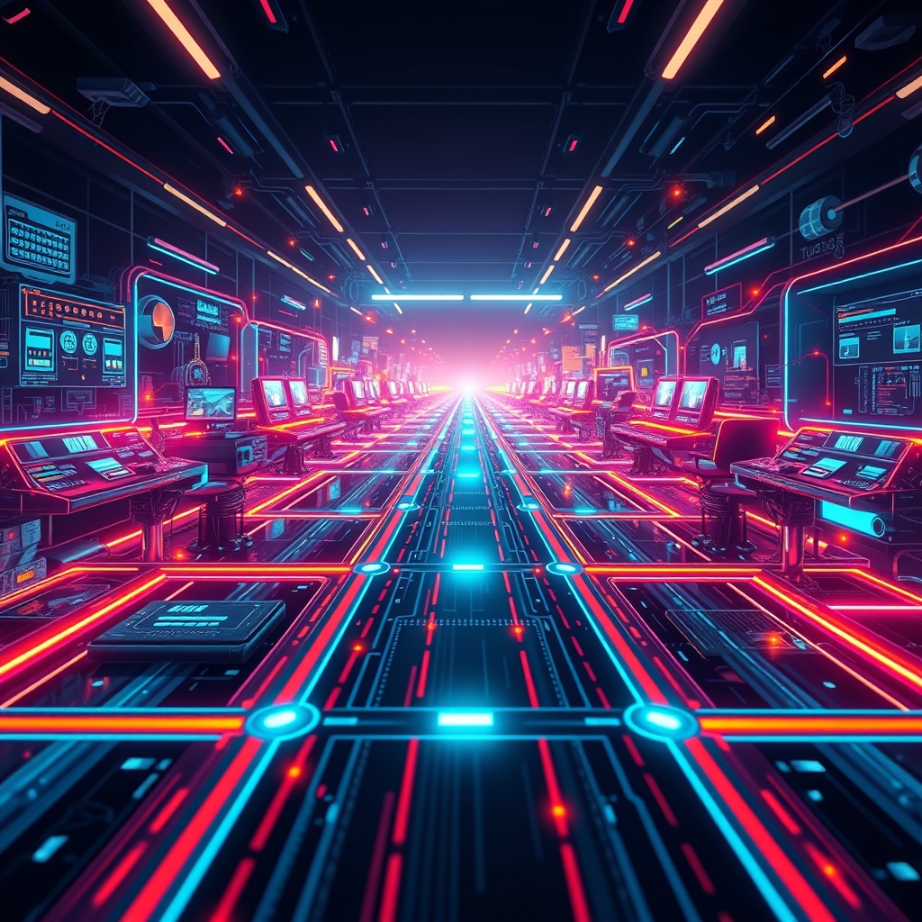 Futuristic engine roadmap concept with connected tools